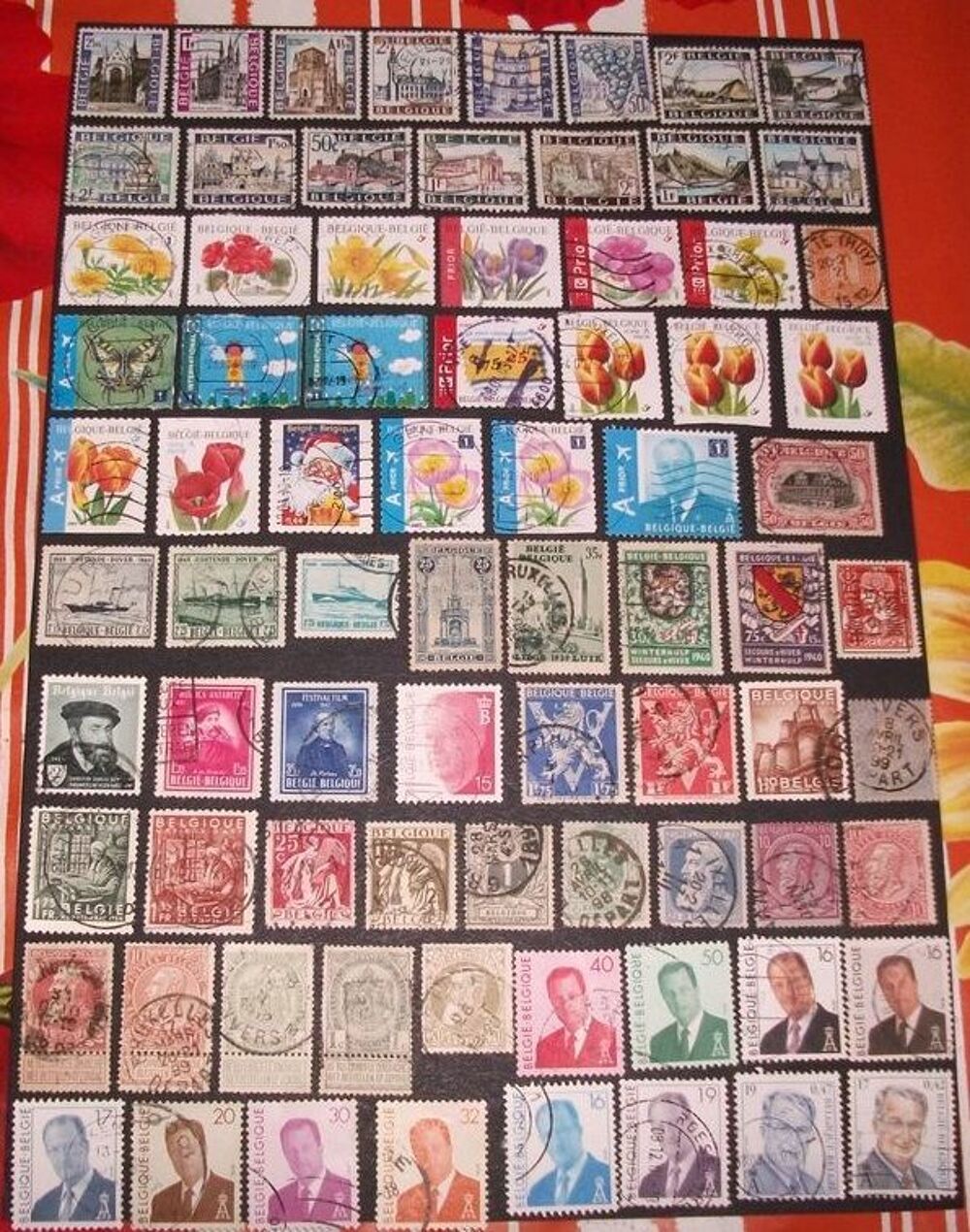 Lot de 266 timbres diff&eacute;rents et oblit&eacute;r&eacute;s de Belgique. 