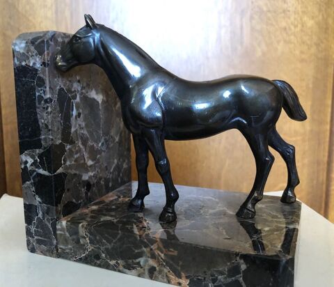 Paire de serre-livres Chevaux Bronze socle marbre 350 Paris 14 (75)