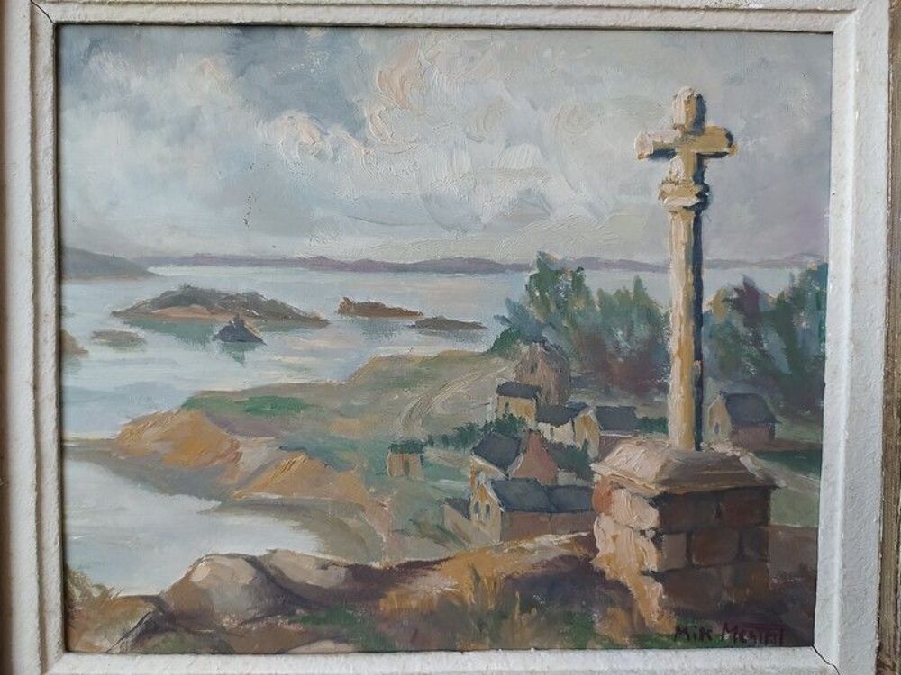 Tableau Bretagne Loguivy Brehat Sign&eacute; Mik Mestat 1960 