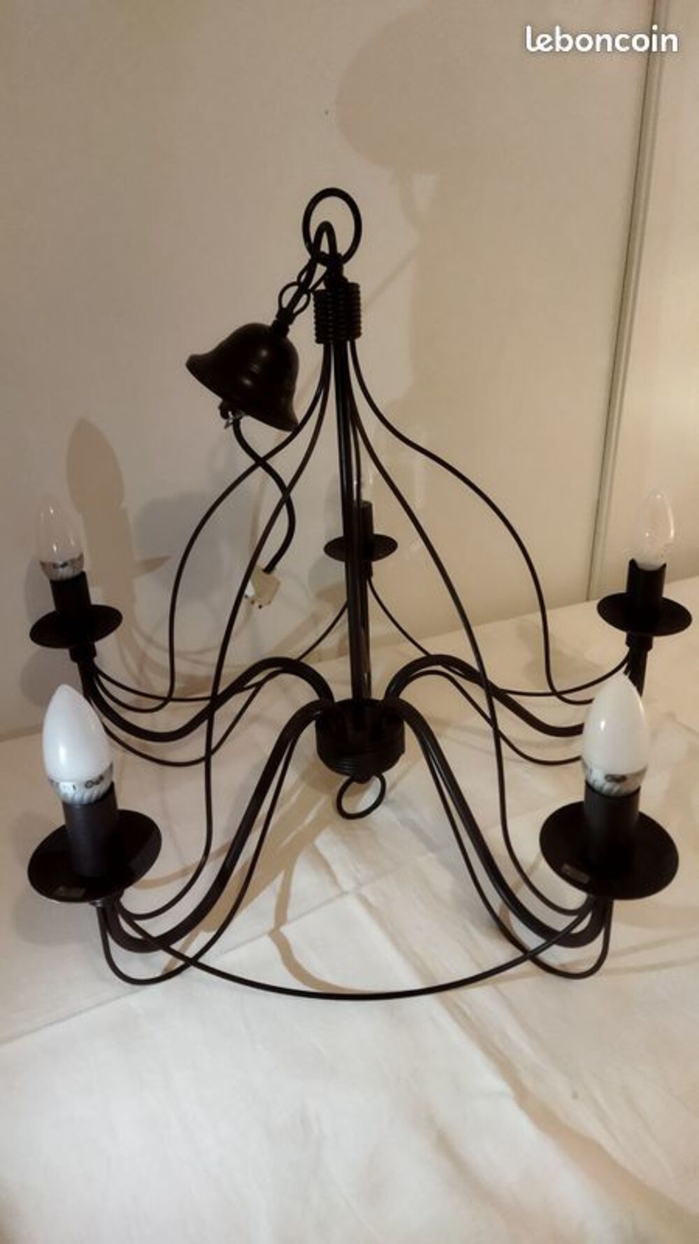 LUSTRE 4 BRANCHES ampoule flamme Décoration