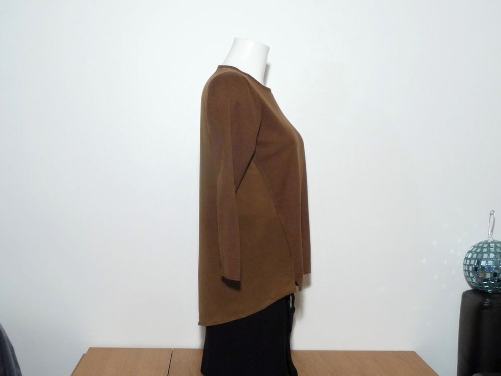 Top/ Pull Coton et Soie &agrave; Marron Manches Longues-Monoprix Vêtements