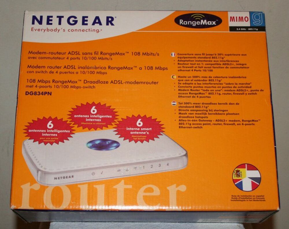 Modem-routeur ADSL, 3G, 4G Netgear DG834PN (MIMO, RangeMax) Matériel informatique