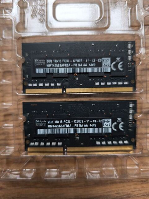 Barrettes RAM 2 x 2GB - 1Rx16 - PC3L - 12800S 10 Paris 18 (75)