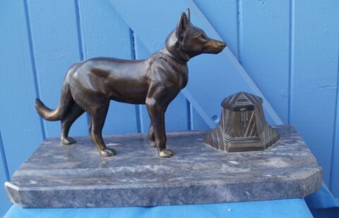 Encrier chien en régule sur marbre - Art Déco 40 Montauban (82)