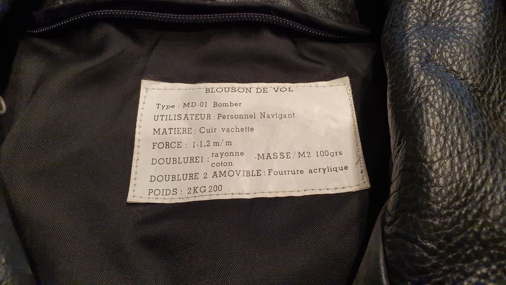 Blouson cuir de vol Vêtements