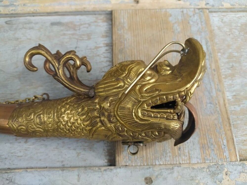 Trompe Tib&eacute;taine Laiton Cuivre Rkang-gling Dragon Makara 
