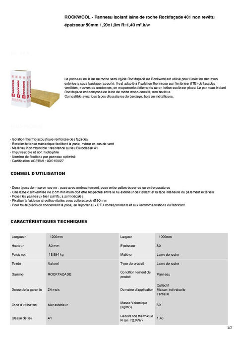 Panneau isolant laine de roche  0 Ambar�s-et-Lagrave (33)