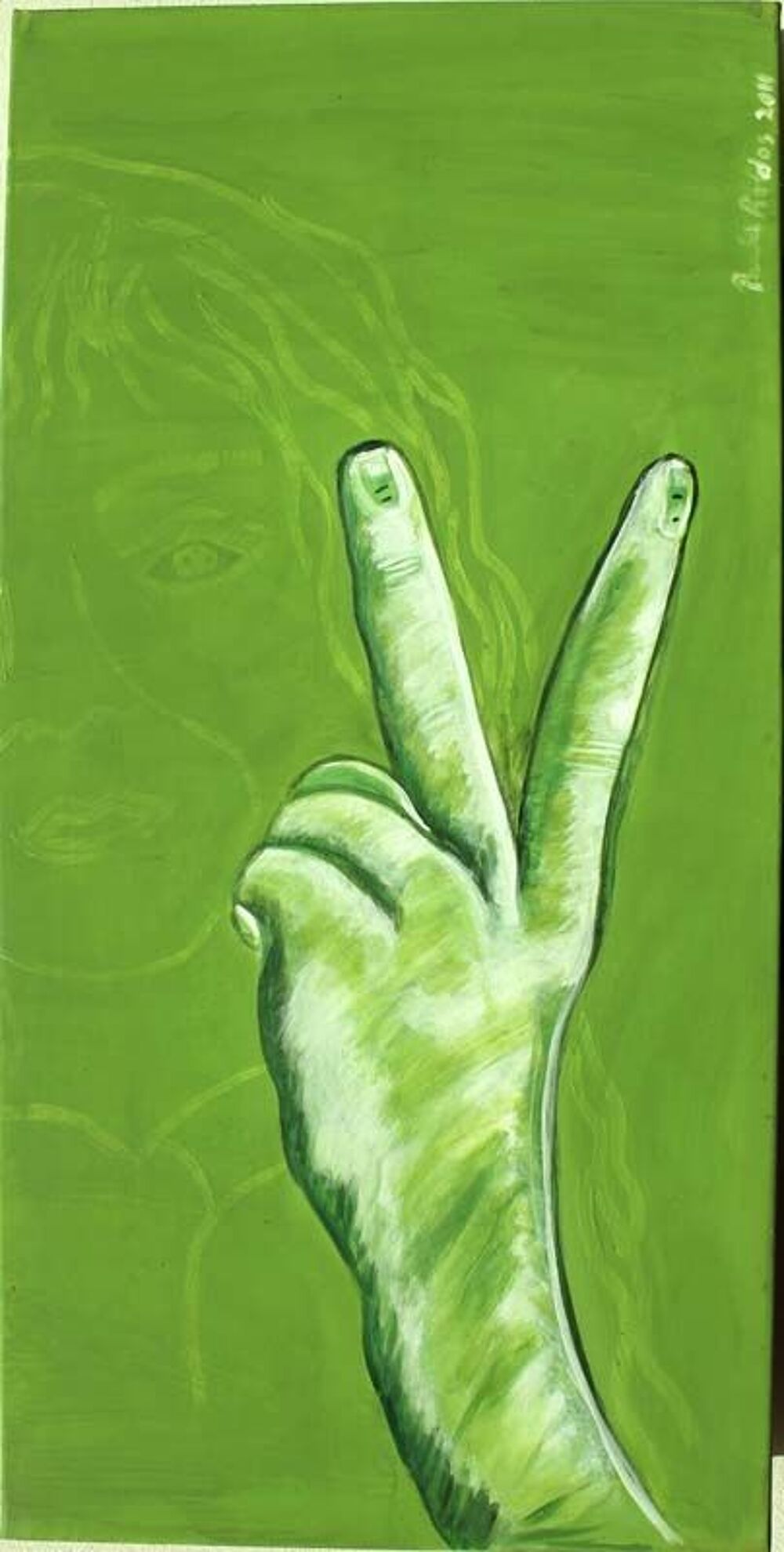PAULA ROLDOS TABLEAU PEINTURE ABSTRAIT 122x61 VERT Décoration