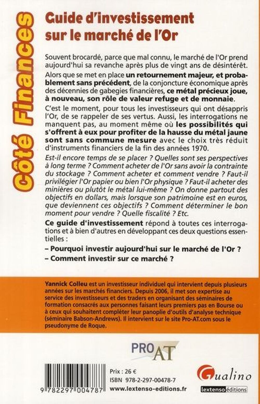 Guide d'investissement sur le marche de l'or Livres et BD