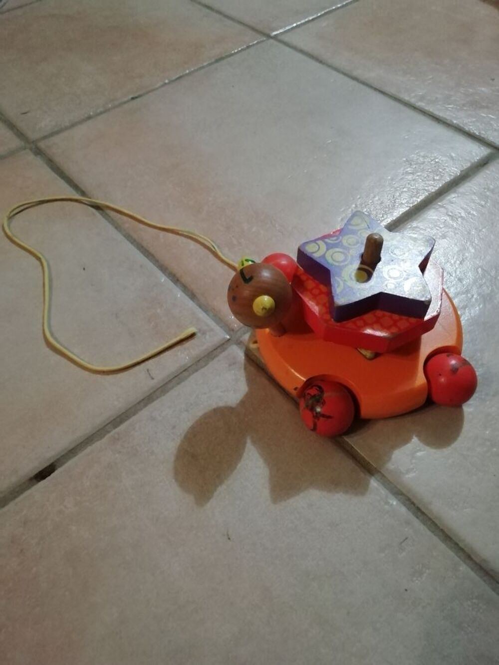 Chat en bois &agrave; tirer / promener avec formes &agrave; empiler Jeux / jouets