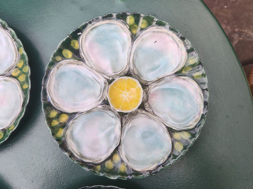 Assiette &agrave; huitres d&eacute;cor&eacute; main Décoration