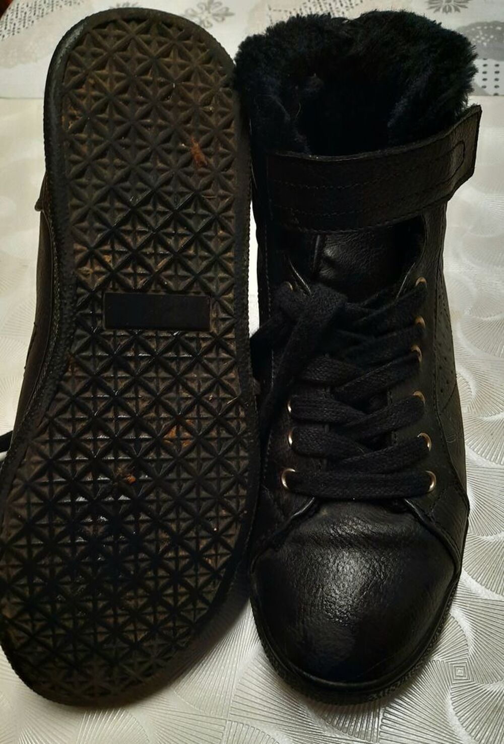 Bottines - boots noir int&eacute;rieur fourr&eacute; chaud P 36 Chaussures