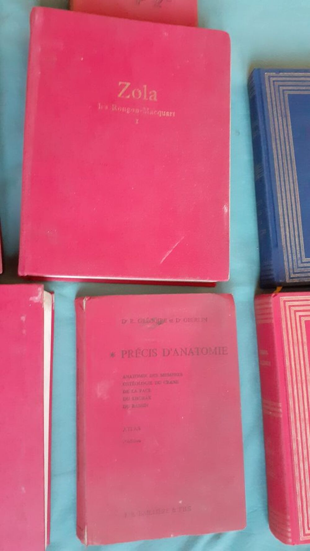 Lot de 7 livres reli&eacute;s tiss&eacute;s anciens Livres et BD