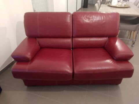Fauteuil 2 places en cuir bordeaux occasion bon �tat g�n�ral 80 Libercourt (62)