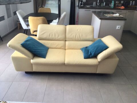 Canap� 3 places en cuir beige 380 Colmar (68)