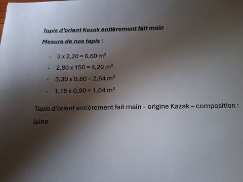 C�de au plus offrant�: tapis Kazak en laine fait main. 0 La Roche-Chalais (24)