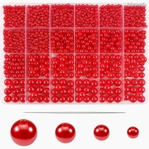 1500 Perles Rouge Nacrées Plastique Rondes de 4 mm à 10 mm a 6 Marseille 13 (13)