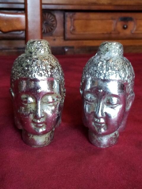2 têtes de bouddha en métal argenté (n°15) 5 Avermes (03)