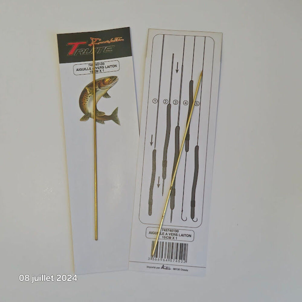 Lot de 2 Aiguilles &agrave; vers en laiton creux solide , 15 cm AUT Sports