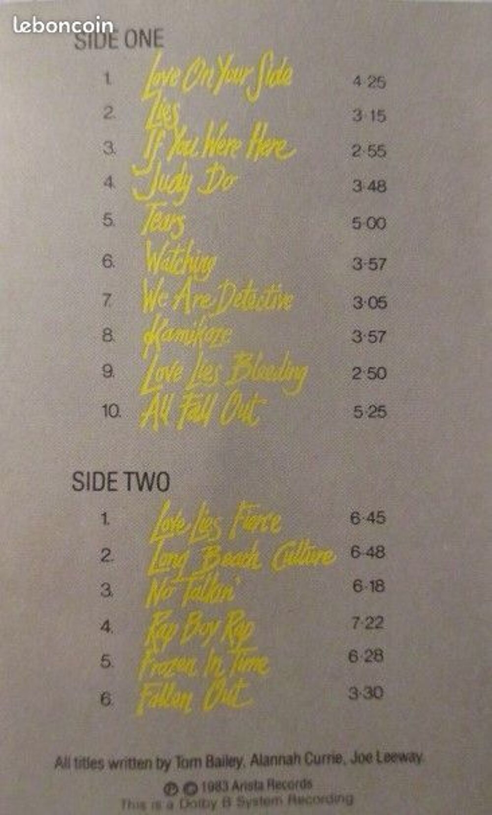 Cassette audio Thompson Twins CD et vinyles