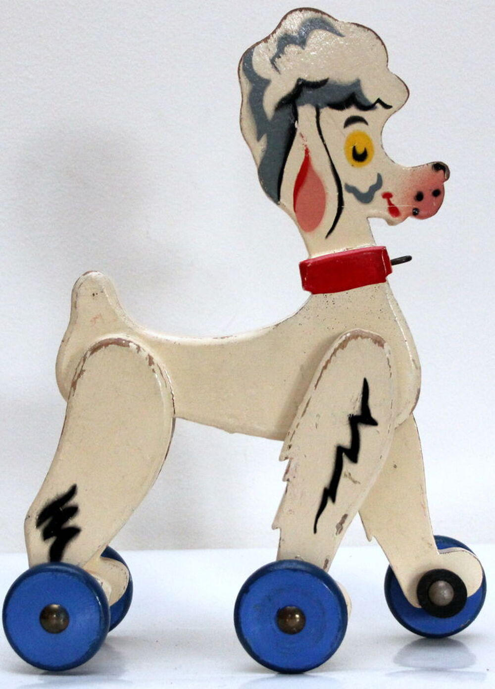 Caniche jouet bois &agrave; trainer 1950 Jeux / jouets