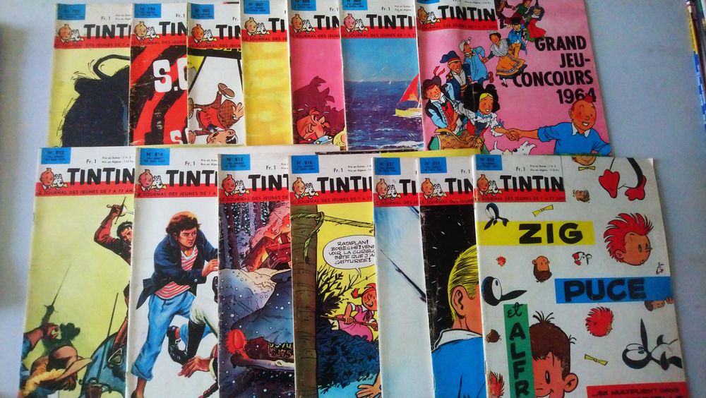 Lot de 19 tintin ann&eacute;e 1964 