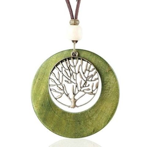 collier avec pendentif en bois arbre de vie couleur vert 9 Lezoux (63)