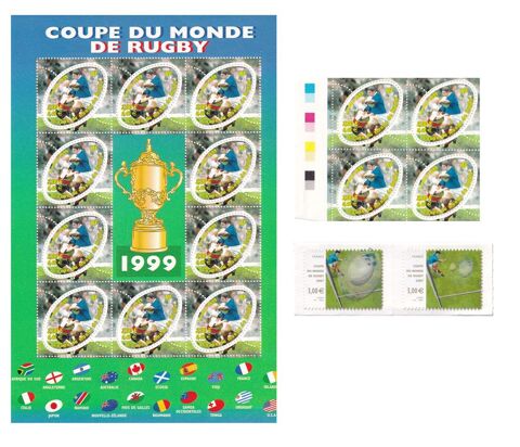 Lot de Timbres poste de France  Coupe du monde de rugby  
14 N�ris-les-Bains (03)