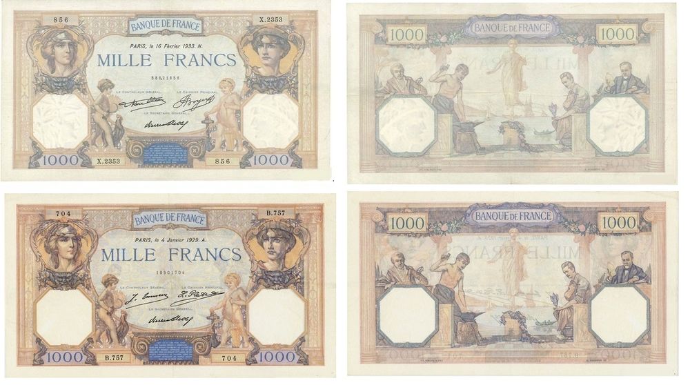 F 37 LOT 2 BILLETS 1000 F CERES MERCURE 