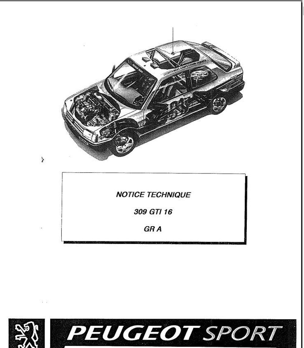 Manuel d'atelier Peugeot 309 GTI 16 GR A 176 pages 