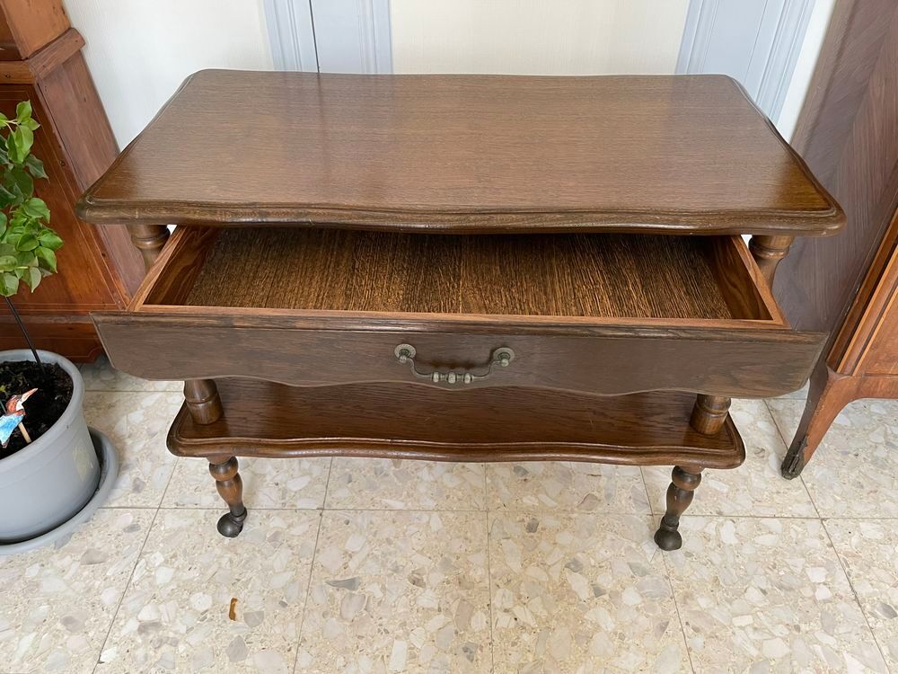 Table desserte en bois &agrave; roulettes avec tiroir Meubles
