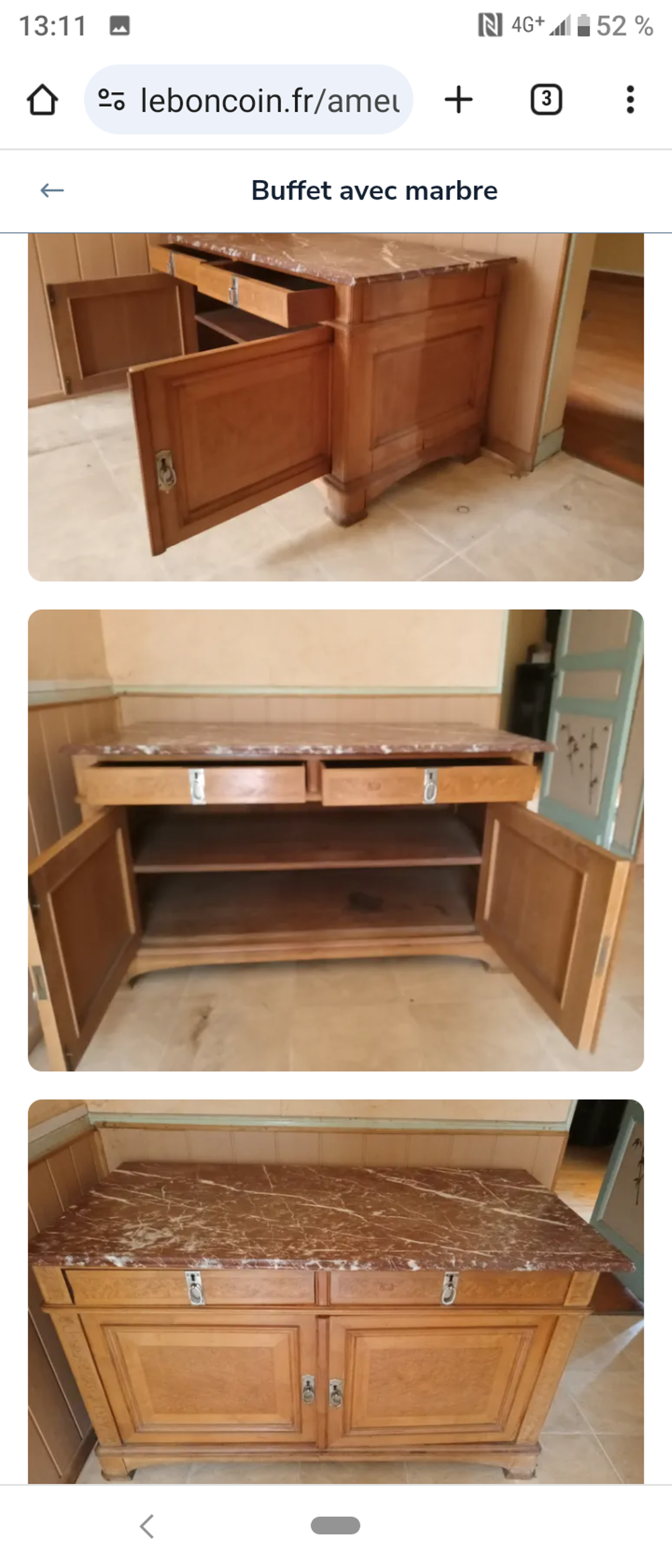 buffet avec plaque de marbre Meubles