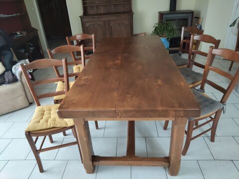 Magnifique table en Orme massif et 6 chaises en ch�ne 1200 La Colombe (50)