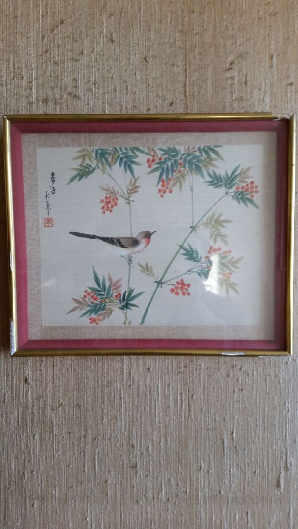 Tableau peinture sur soie chinois Décoration