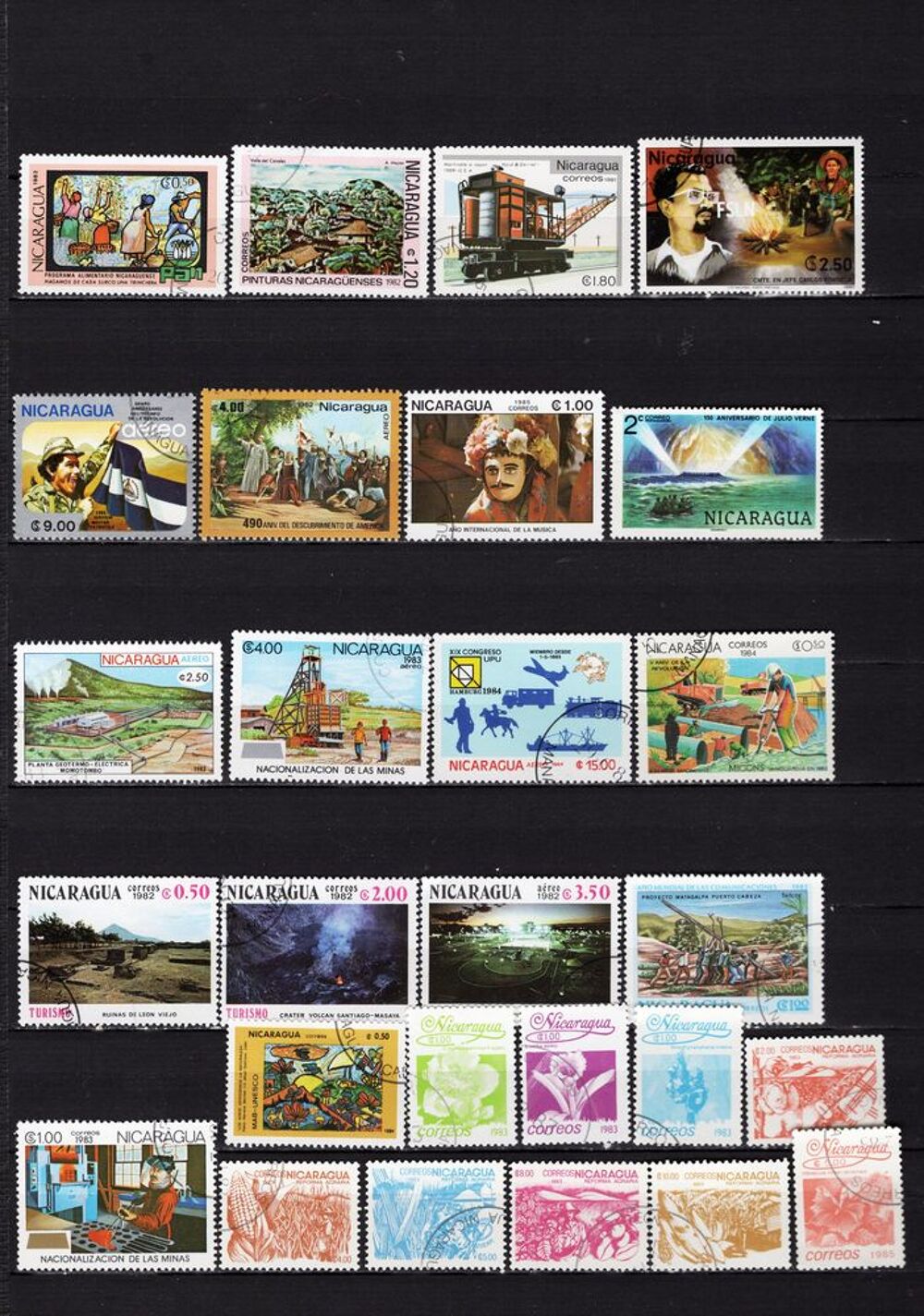 lot de 92 timbres du NICARAGUA 