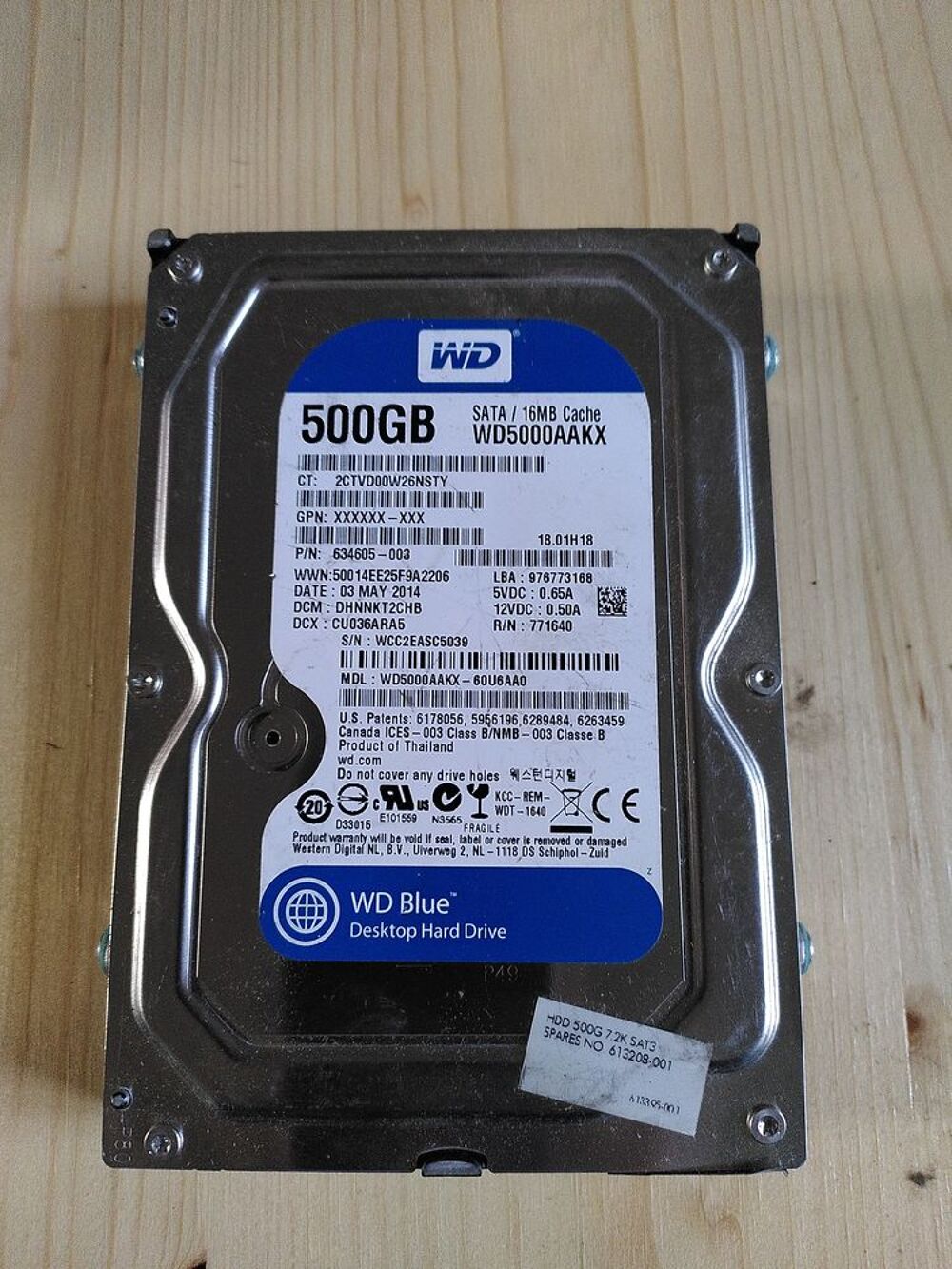 Disque dur WD Blue 500Go 3.5 SATA 7200RPM Matériel informatique