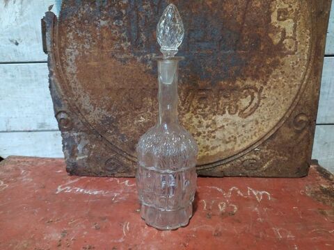 Ancienne Carafe Verre Souffl Moul Dcor Asperges 35 Loches (37)