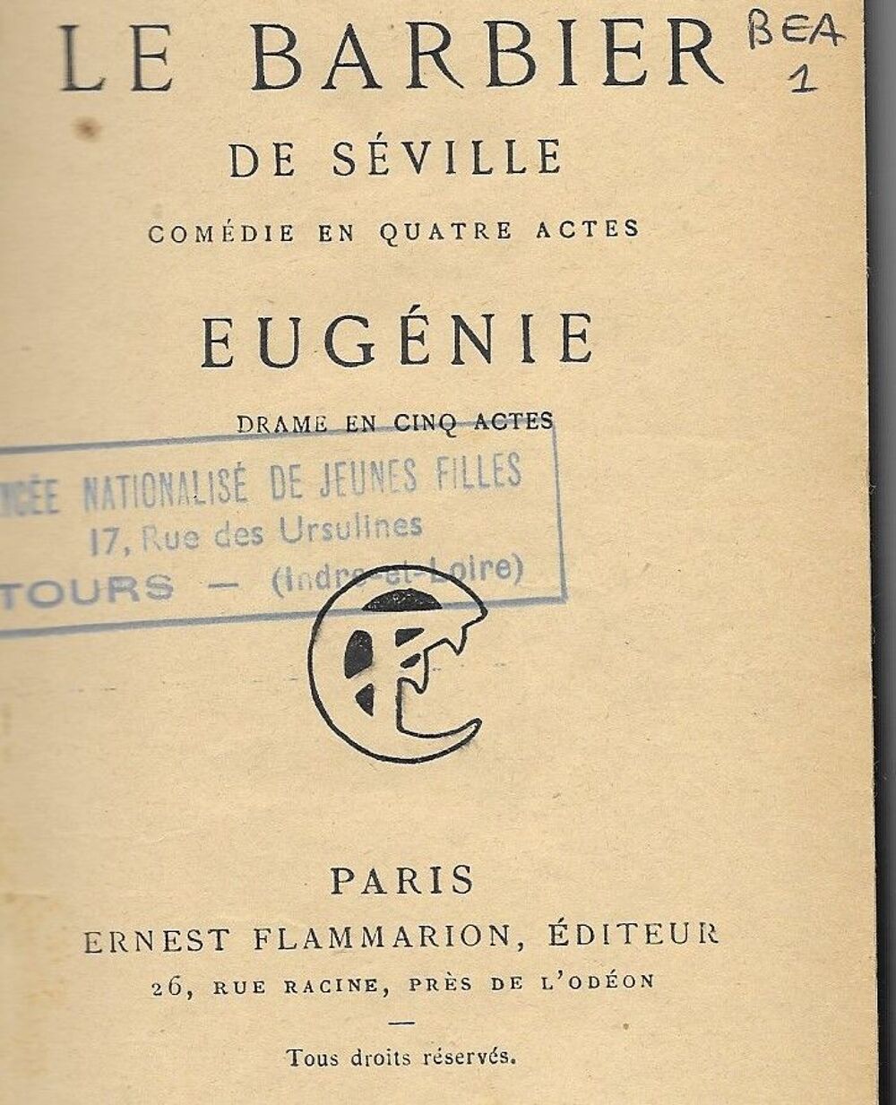 livre , Le Barbier de Seville et Eug&eacute;nie , de Caron de Beaum Livres et BD
