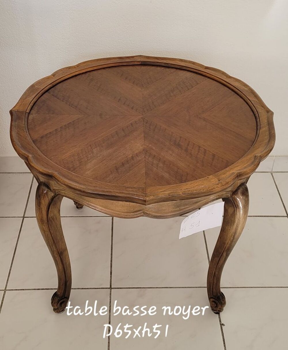 Table basse ronde noyer 65cm Meubles