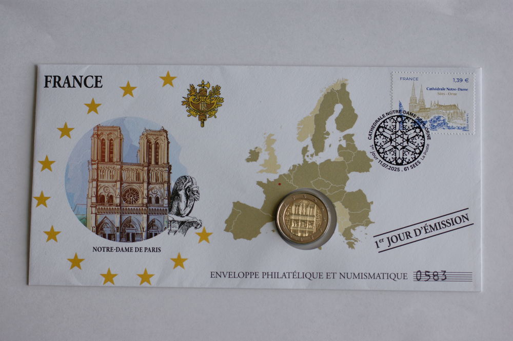 Enveloppe Philat&eacute;lique, Numismatique NOTRE-DAME de Paris 