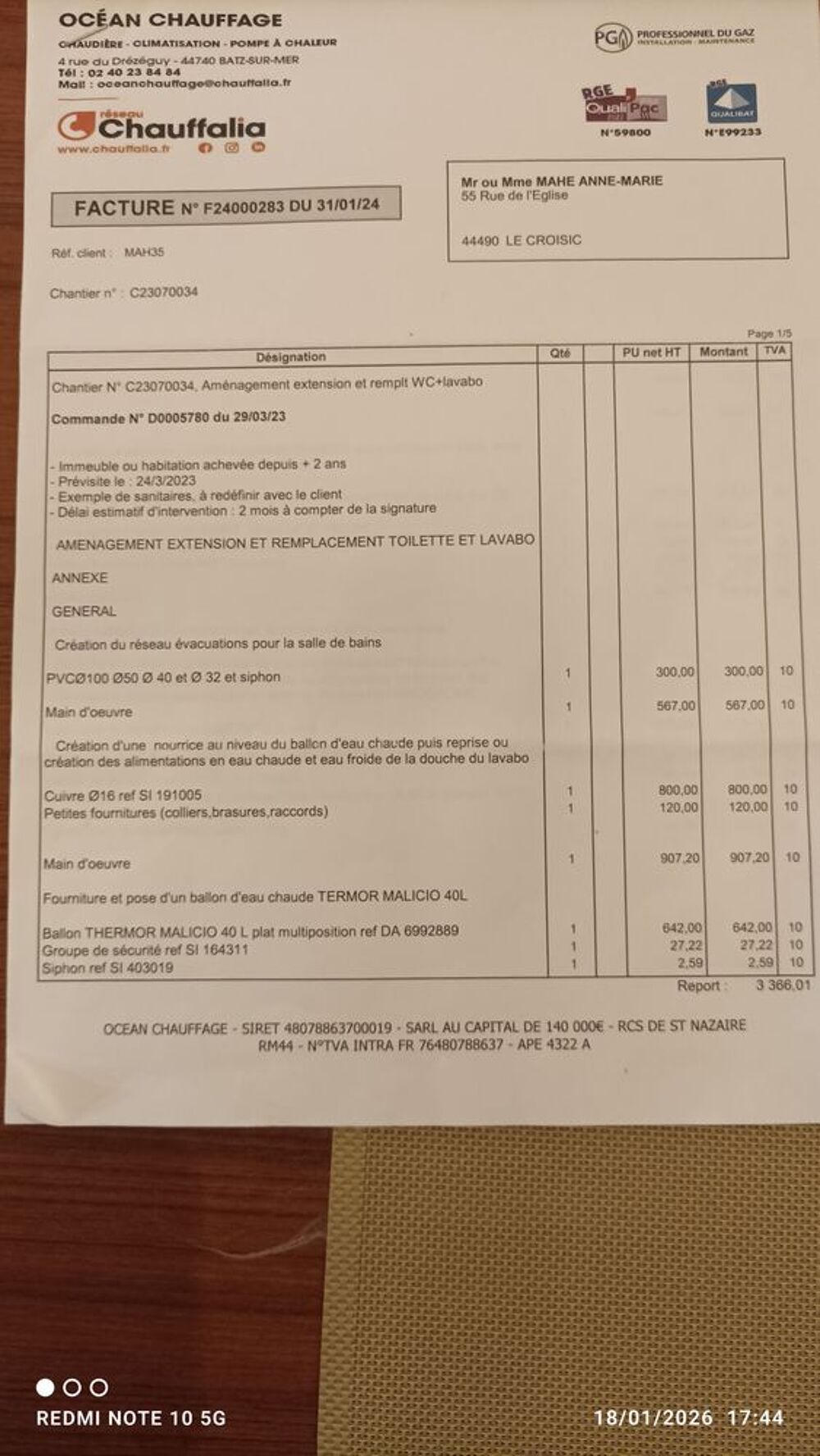 Chauffe Eau Thermor Malicio 40L Electroménager