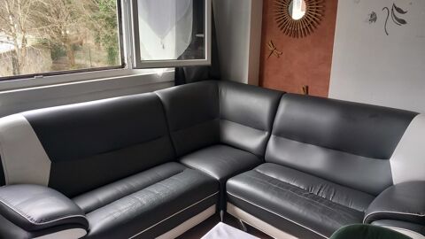 Canap d'angle  DROITE gris et blanc simili cuir 130 Janville-sur-Juine (91)