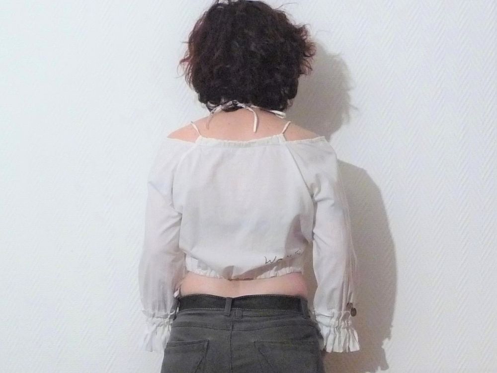 Blouse/ Top Ecru Effet Coeur Crois&eacute; &agrave; Manches Longues-Wom N Vêtements