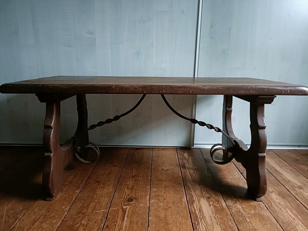 Table Basse Ancienne en Ch&ecirc;ne Massif Meubles