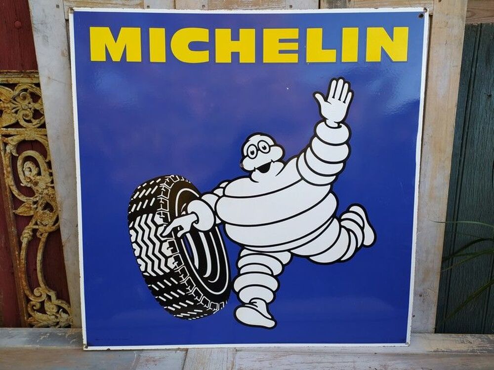 Plaque &Eacute;maill&eacute;e Double Face Enseigne Michelin 
