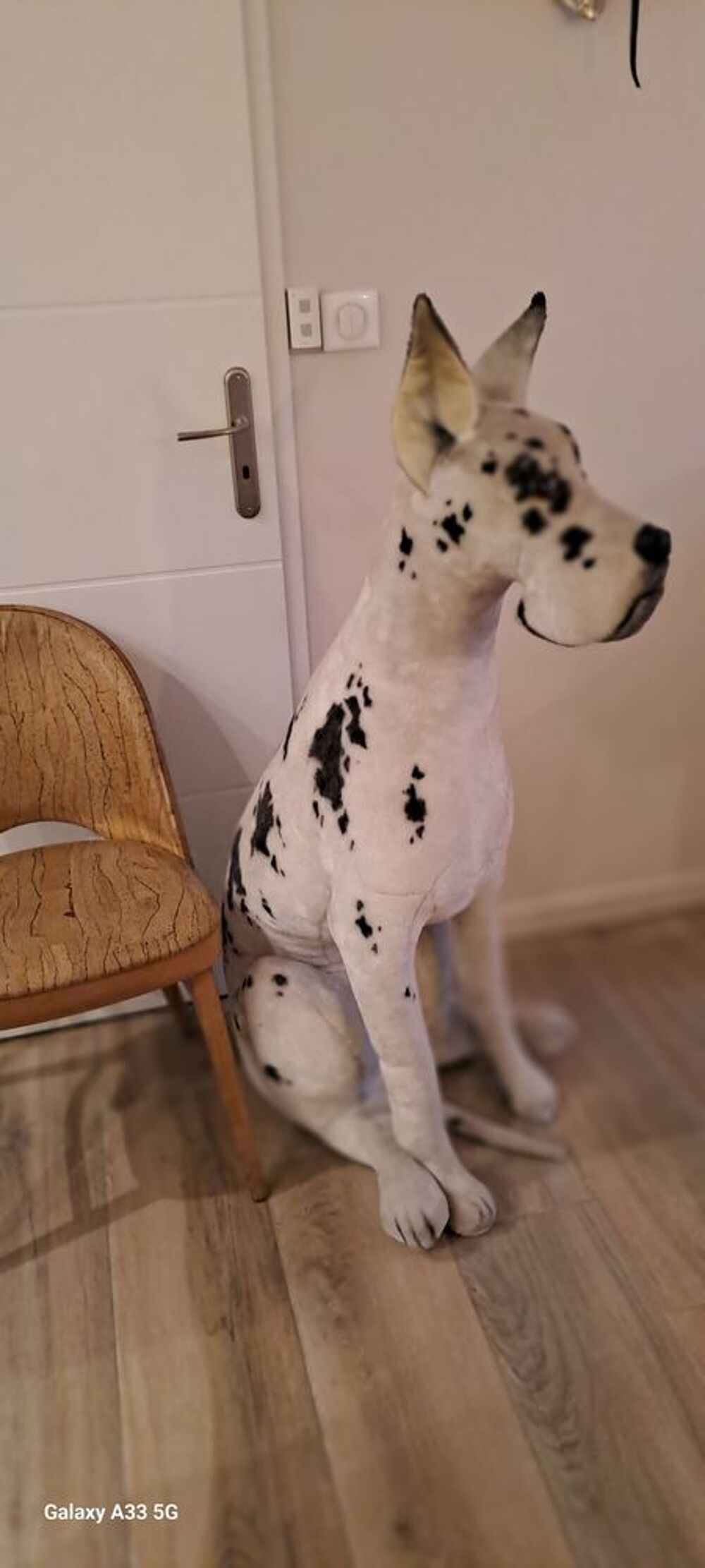 Chien Dog Allemand en peluche couleur Arlequin Décoration