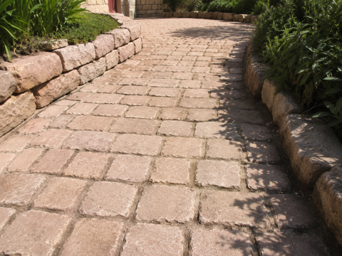 Paves gres rose rectangle amenagement jardin sol extérieur T 160 Brienne-le-Château (10)