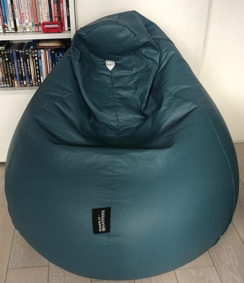 Pouf confortable en cuir synth&eacute;tique vert Meubles