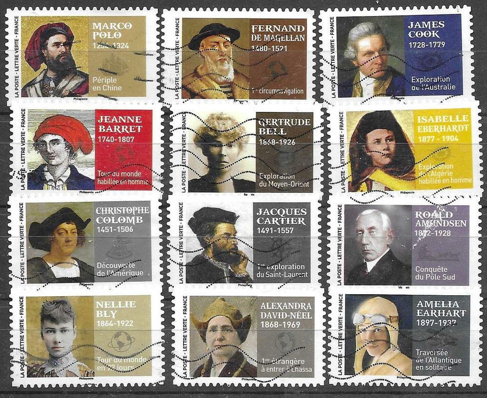 lot de 12 timbres oblit&eacute;r&eacute;s de 2022 