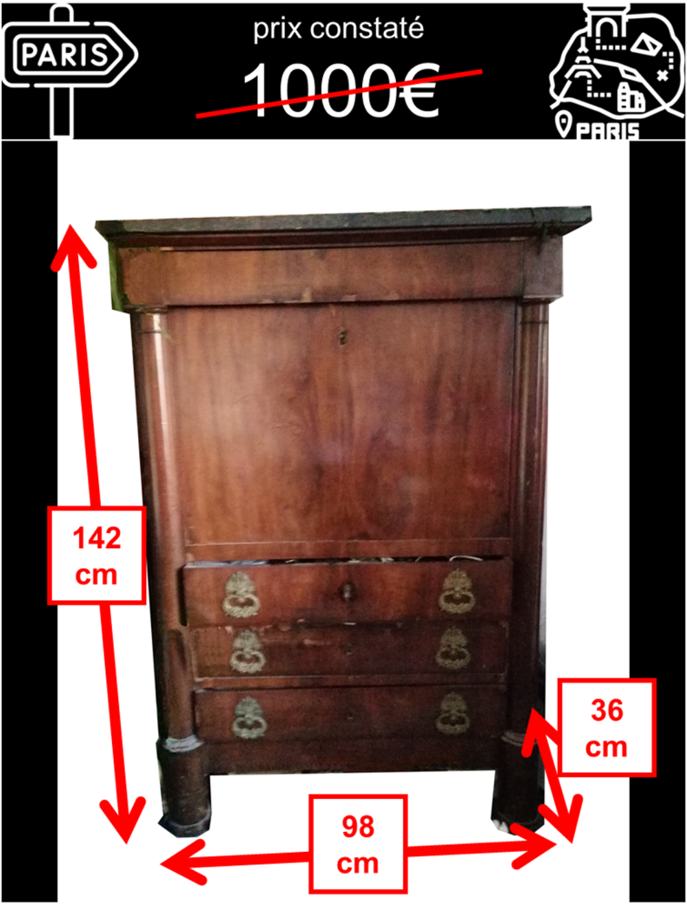 Secr&eacute;taire 19&egrave;me, Style Louis Philippe Meubles